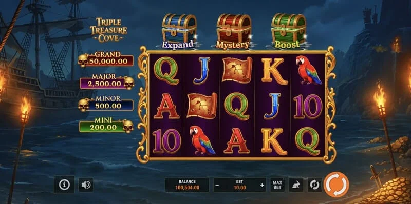 Triple Treasure Cove - Hold and Win bonusronde met munten